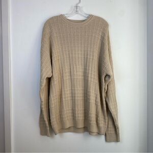 Claiborne Men’s XL Beige Sweater 100% Cotton Knit Pullover